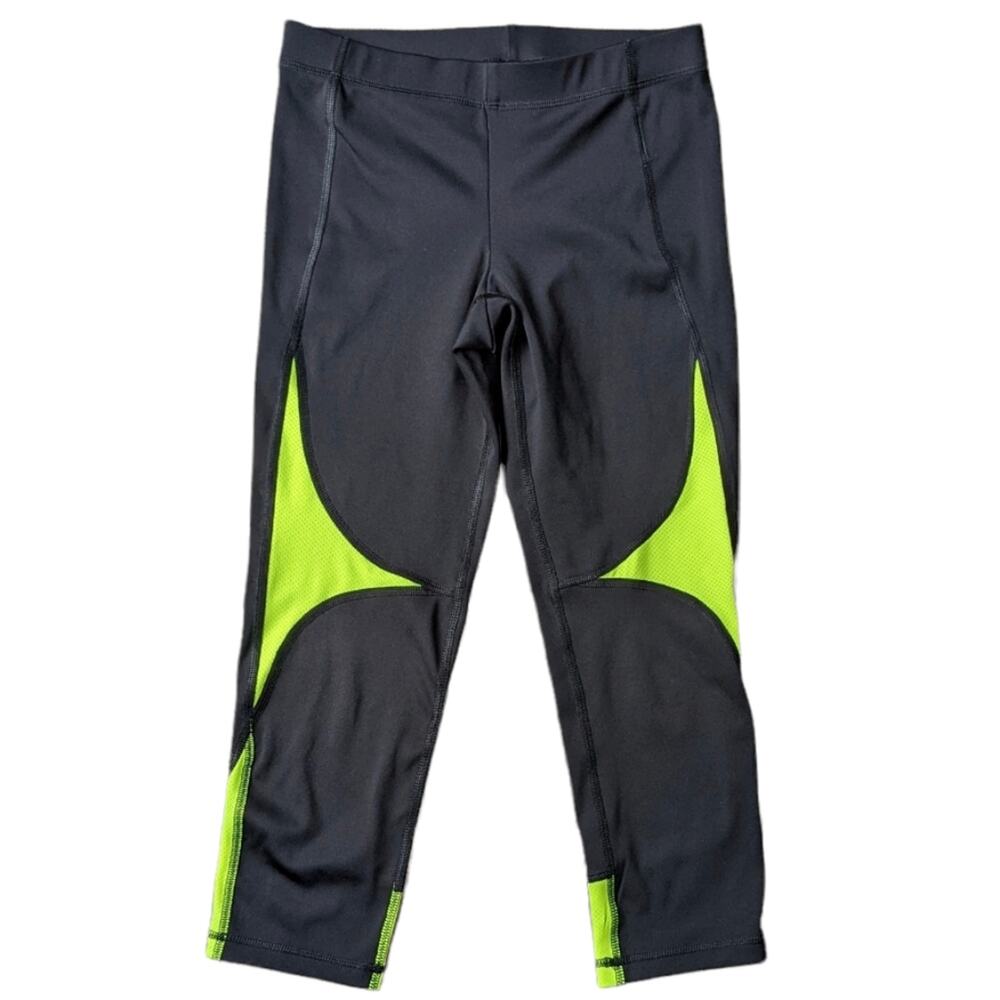 Theory yoga athletic capris black and neon yellow size 0 (P)